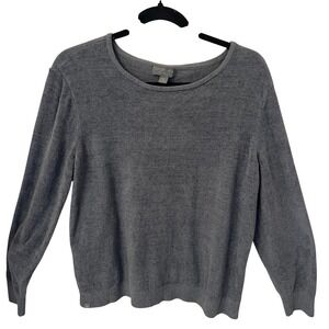 Barefoot Dreams CozyChic Ultra Lite Crew Neck Sweater Carbon Gray Womens XL